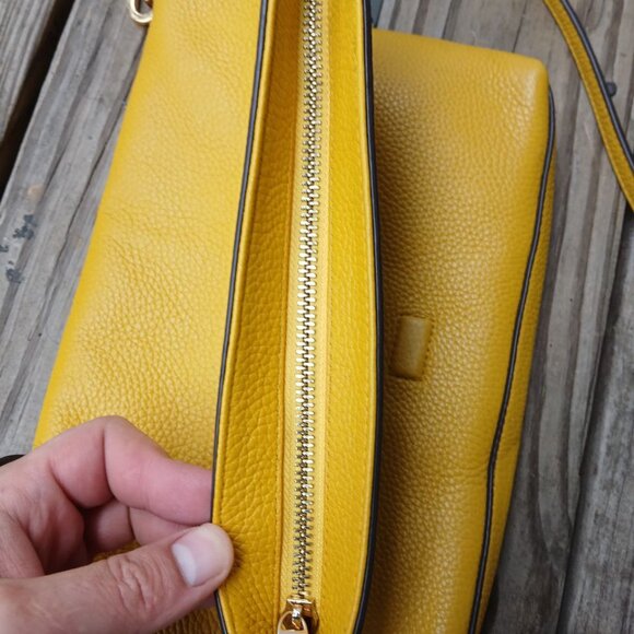 Tory Burch Yellow Leather Crossbody Bag with Tassels - Picture 6 of 9